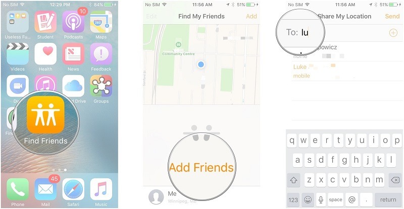 Verfolgen Sie ein iPhone über Find My Friends