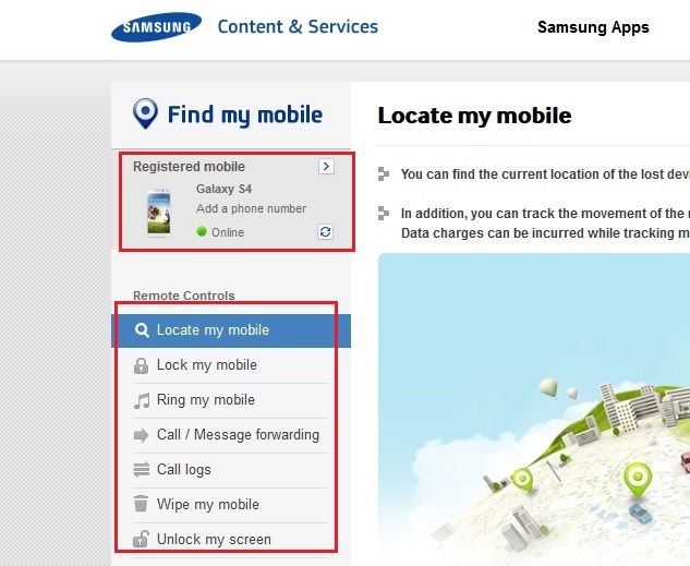 Spor Samsung-telefoner via Find min mobil