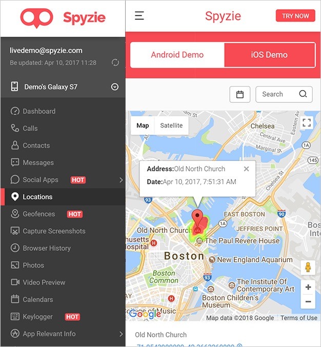 Spyzie for tracking phone number location