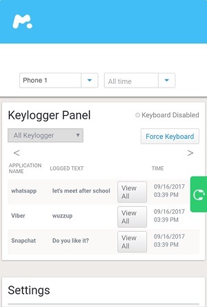 Access mSpy keylogger feature