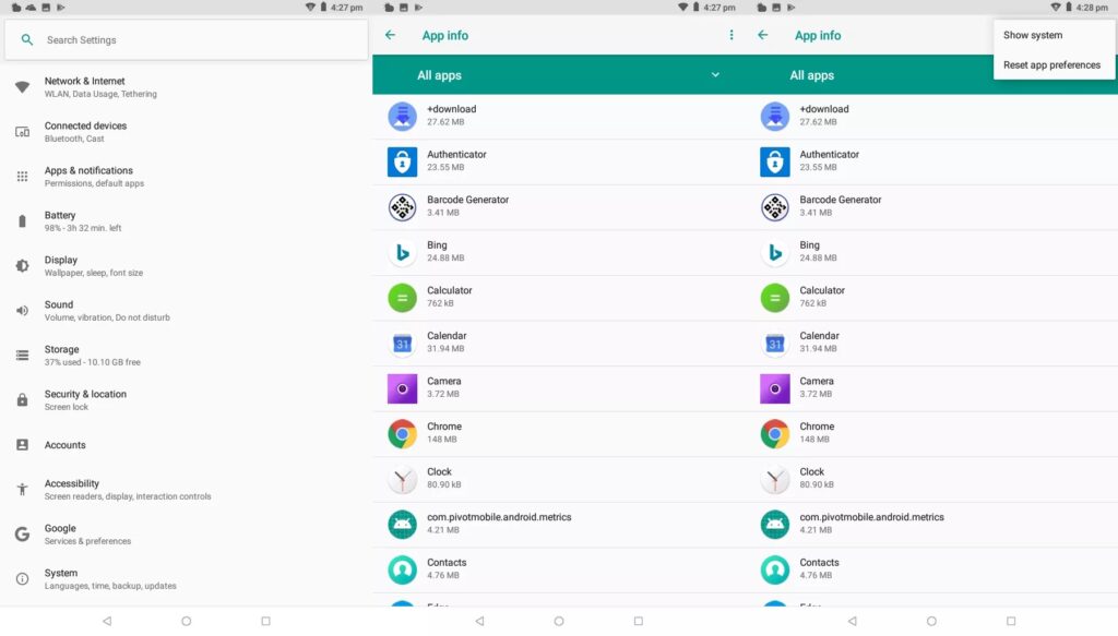 find hidden spyware via default Android settings