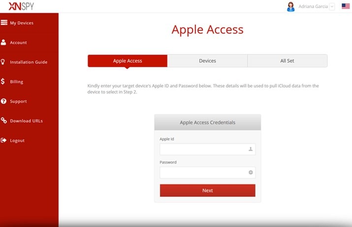 xnspy Apple přístup