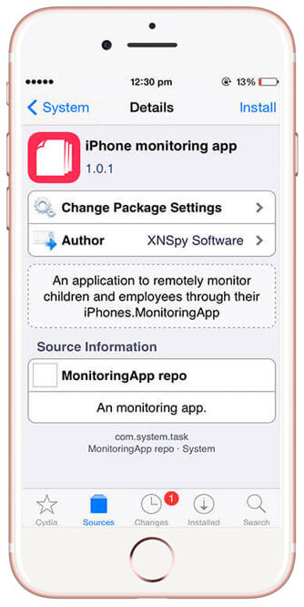 installa e attiva il tracker XnSpy sul dispositivo iOS