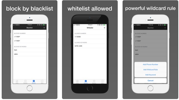 SMS blocker for iOS devices