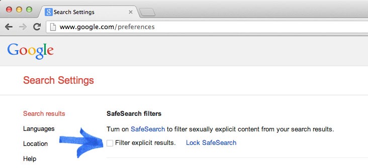 Blokker porno ved hjelp av Safe Search-1