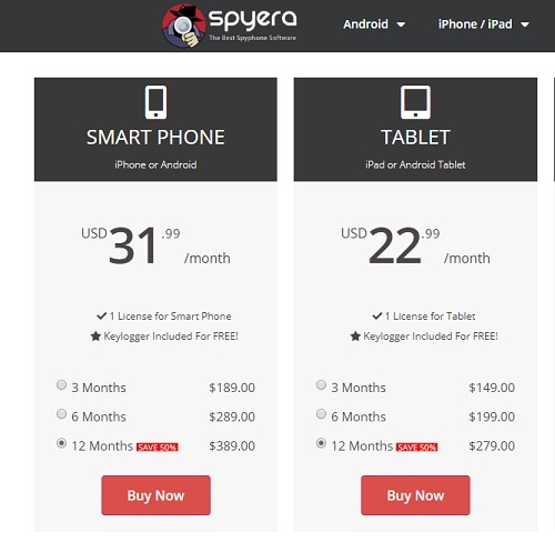 keylogger for android - Buy your SPYERA subscription