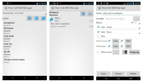 root call sms manager – android