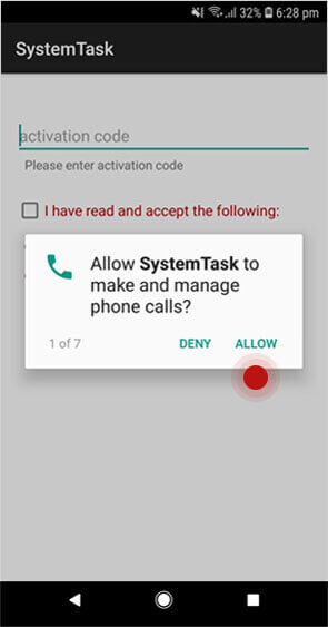 XNSPY za Android – 2. korak