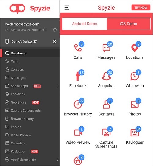 track the device remotely with Spyzie-3