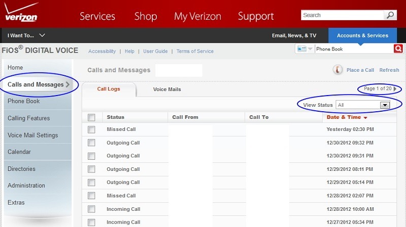 Checking Call History via your Network Provider