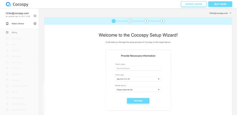 cocospy - create account