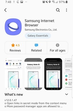 view samsung internet browser history