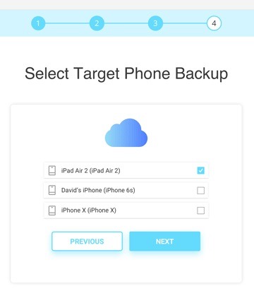 select target phone backup
